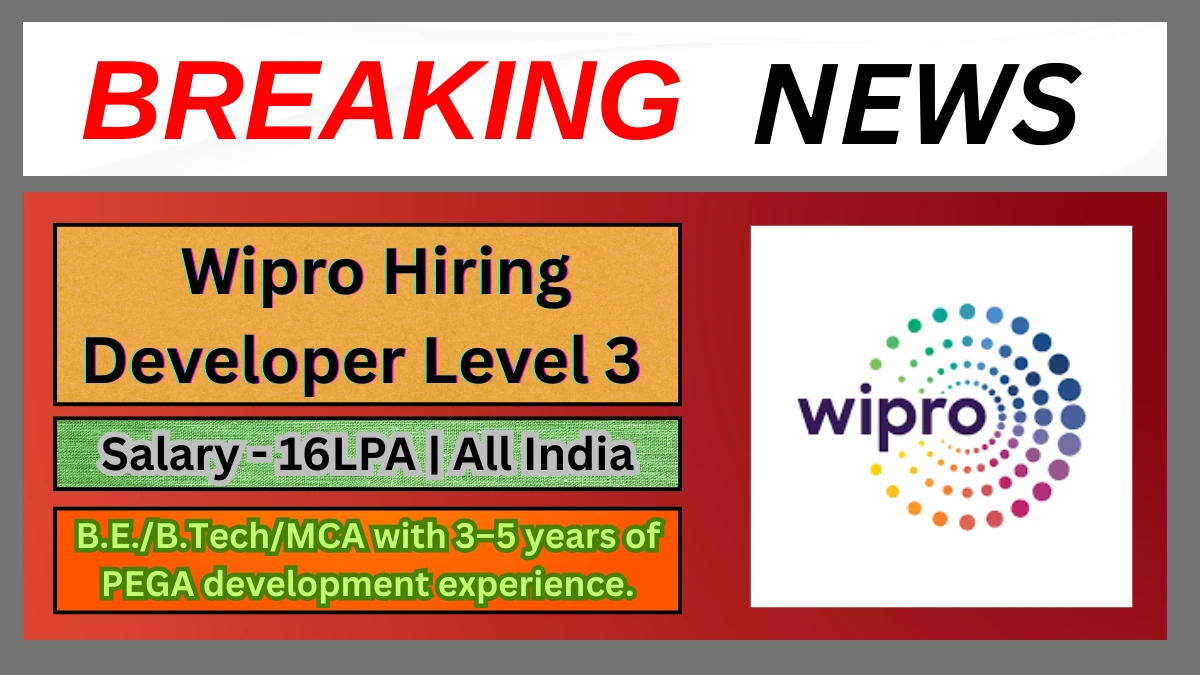 Wipro Hiring Developer L3 in Kolkata